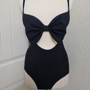 Black one piece cut out bow swimsuit